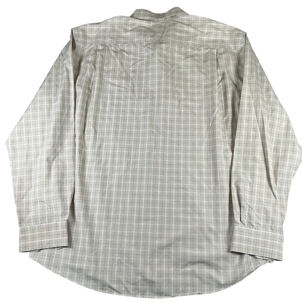 Pronto Uomo Mens XXL Tan Plaid Non-Iron Cotton Long Sleeve Dress Shirt Button Up
